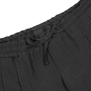Resort shorts in black Italian wool seersucker