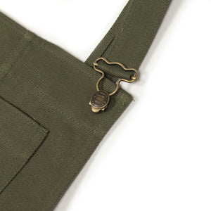 Maker's apron in olive heavy-weight cotton twill