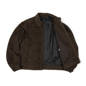 blurhms FW25 Zip blouson in heather nutmeg brown shaggy wool – No