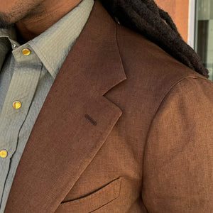 x Sartoria Carrara: ultra-light unlined jacket in Drapers tobacco brown linen (separates)