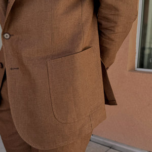 x Sartoria Carrara: ultra-light unlined jacket in Drapers tobacco brown linen (separates)