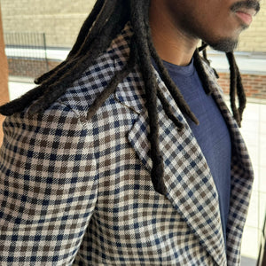 x Sartoria Carrara: unlined sport coat in Marling & Evans wool silk linen guncheck