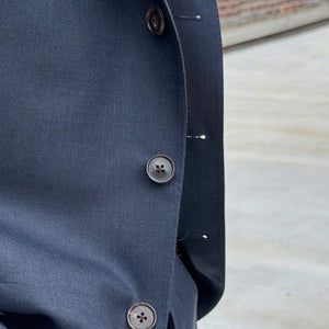 x Sartoria Carrara: jacket in Drapers "Five Stars / Superbio" navy sharkskin wool (separates) [PRE-ORDER BALANCE]