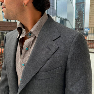 x Sartoria Carrara: jacket in Drapers "Five Stars / Superbio" grey nailhead wool (separates) [PRE-ORDER BALANCE]
