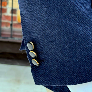 x Sartoria Carrara: Sport coat / blazer in navy herringbone flannel [PRE-ORDER BALANCE]