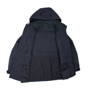 norbit FW25 Mountain Parka in navy blue salt-shrunk nylon with