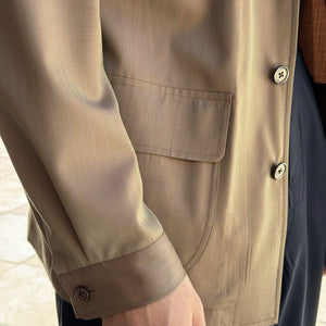 x Sartoria Carrara: belted field jacket in classic tan wool Solaro