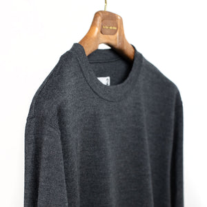 ts(s) FW26 Crew neck shirt in charcoal washable wool jersey – No