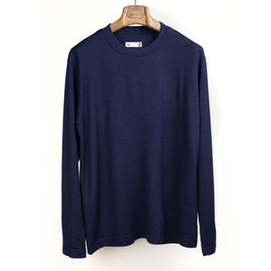 ts(s) FW26 Crew neck shirt in navy blue washable wool jersey – No