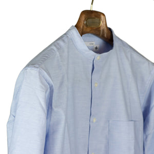 Blue oxford grandpa collar shirt