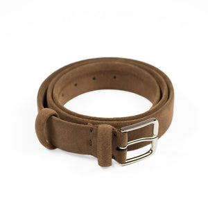 Light brown suede "tubo" tubular dress belt