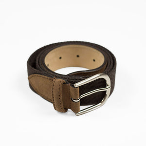 Brown Olona canvas and dusty brown suede belt