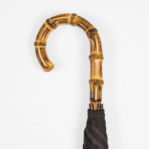 Whangee bamboo handle, wooden stick umbrella, grey canopy