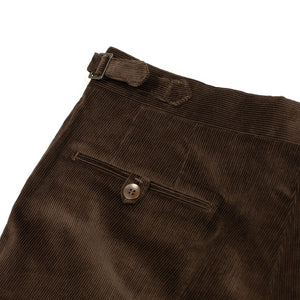 Higher-rise brown corduroy trousers with side tabs (restock)
