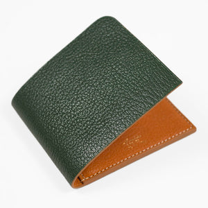 Soft billfold wallet, Sapin green goatskin