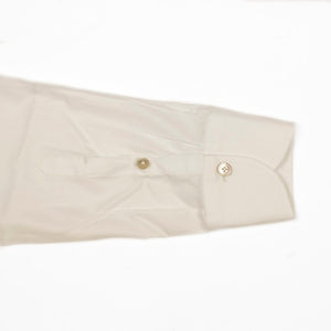 Hand-sewn white end-on-end cotton shirt, spread collar (restock)
