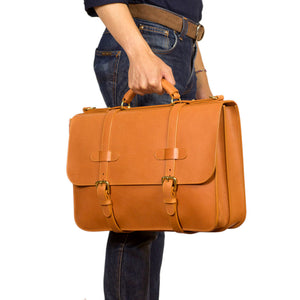 English Briefcase in Tan harness belting leather