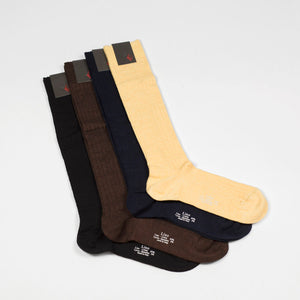Brown over-the-calf linen socks