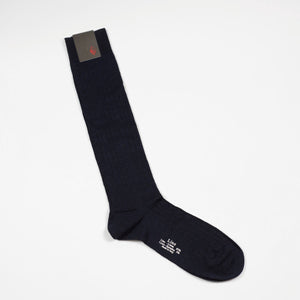 Navy over-the-calf linen socks
