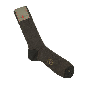 Brown & charcoal mid-calf cotton-linen socks