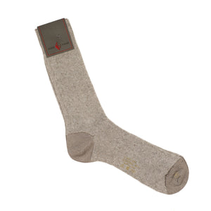 Grey & beige mid-calf cotton-linen socks