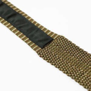 Brown, khaki and beige tri-color pointed bottom silk knit tie