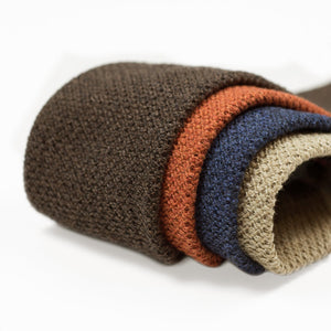 Ecru pointed bottom cotton knit tie