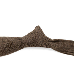 Brown pointed bottom cotton knit tie