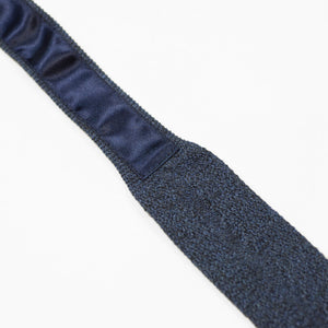 Blue pointed bottom cotton knit tie