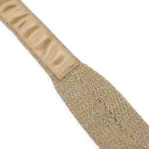 Ecru pointed bottom cotton knit tie