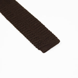 Dark brown square bottom cotton knit tie