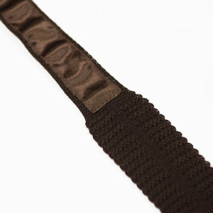 Dark brown square bottom cotton knit tie