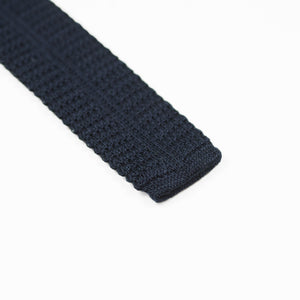 Navy square bottom cotton knit tie