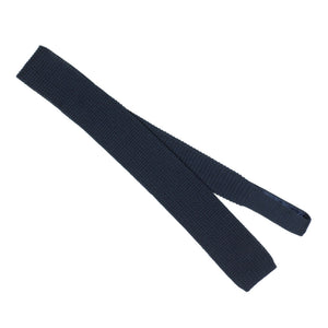 Navy square bottom cotton knit tie