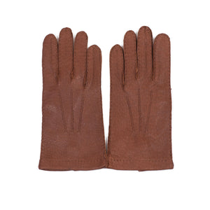 Unlined peccary gloves in exclusive cognac brown color (restock)
