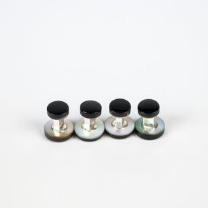 Eveningwear "Special Ceremony" tuxedo studs, mother-of-pearl finished with black epoxy