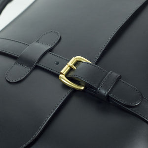 English Briefcase in Black harness belting leather
