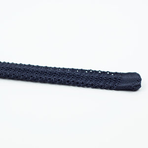 Navy square bottom silk knit tie