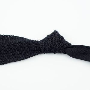 Black square bottom silk knit tie