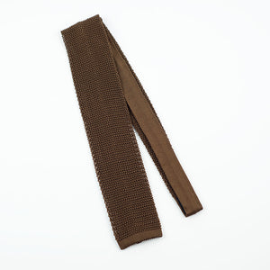 Nutmeg brown square bottom silk knit tie