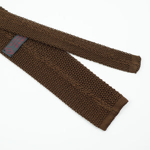 Nutmeg brown square bottom silk knit tie