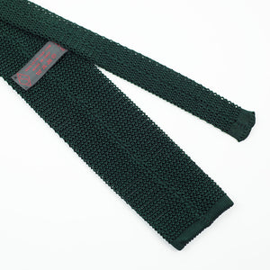 Racing green square bottom silk knit tie