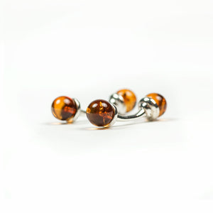 Silver cufflinks with genuine amber spheres