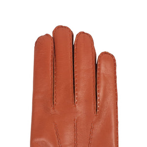 Mandarin orange lambskin gloves, cashmere lining