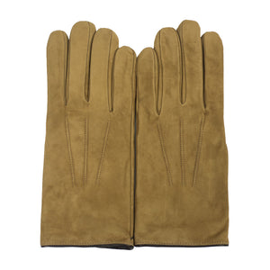 Camel color suede gloves, cashmere lining