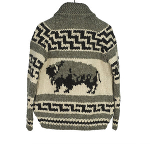 Bison hand-knit Cowichan cardigan, 6-ply wool (restock)