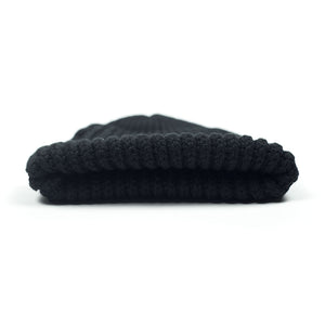 Chunky ribbed wool cap in black (restock)