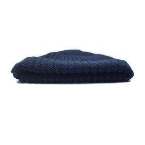 Chunky ribbed wool cap in navy (restock)