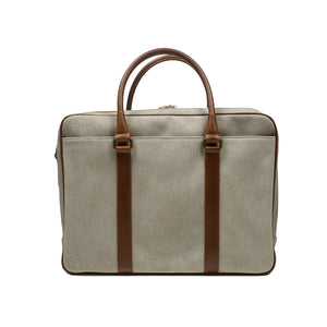 Fat Carter 2 briefcase, Cement canvas and Sol brown leather