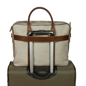 Fat Carter 2 briefcase, Cement canvas and Sol brown leather